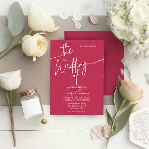 Invitation Moderne minimaliste Mariage rouge Magenta