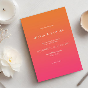 Invitation Moderne minimaliste Mariage simple orange rose