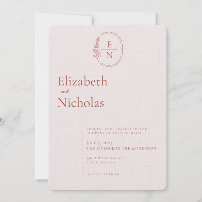 Invitation Moderne Minimaliste | Mariage Terracotta & Blush (Devant)
