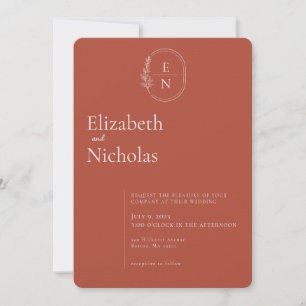 Invitation Moderne Minimaliste Mariage Terracotta & Blush