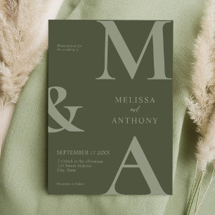 Invitation Moderne minimaliste Mariage vert mousse