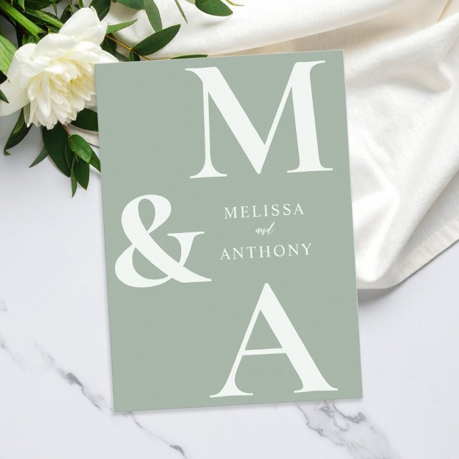 Invitation Moderne minimaliste Mariage vert Sage (Créateur téléchargé)