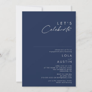 Invitation Moderne minimaliste Marine Bleu Argent Célébrons