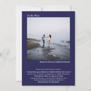 Invitation Moderne minimaliste Marine Bleu Simple Mariage pho