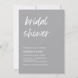 Invitation Moderne minimaliste Matte Fête des mariées argent