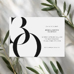 Invitation Moderne minimaliste noir et blanc 30e anniversaire<br><div class="desc">Invitation moderne minimaliste de 30ème anniversaire avec design simple avec typographie chic et script élégant.</div>