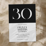 Invitation Moderne minimaliste noir et blanc 30e anniversaire<br><div class="desc">Invitation moderne minimaliste de 30ème anniversaire avec design simple avec élégante typographie chic en noir et blanc.</div>