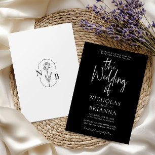 Invitation Moderne minimaliste noir et blanc Mariage classiqu