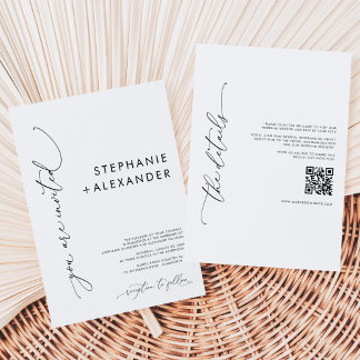 Invitation Moderne minimaliste noir et blanc Mariage de code