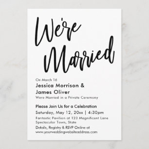 Invitation Moderne Minimaliste Nous sommes mariés Noir et Bla