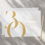 Invitation Moderne minimaliste Or Blanc 30e anniversaire<br><div class="desc">Invitation moderne minimaliste de 30ème anniversaire avec design simple avec typographie chic et script élégant.</div>