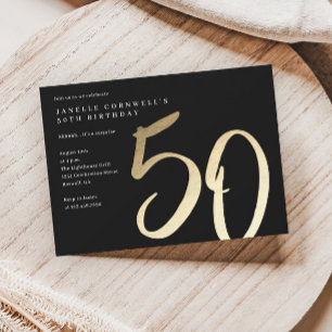 Invitation Moderne Minimaliste Or Type 50e Anniversaire