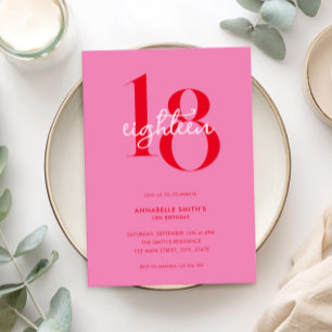 Invitation Moderne minimaliste rose rouge 18e anniversaire