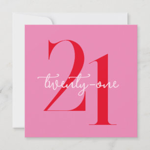 Invitation Moderne minimaliste rose rouge 21e anniversaire