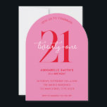 Invitation Moderne minimaliste rose rouge 21e anniversaire<br><div class="desc">Invitation moderne minimaliste de 21e anniversaire avec design simple avec typographie chic et script élégant.</div>