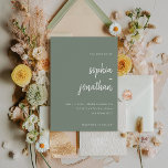 Invitation Moderne minimaliste Sage Vert | MARIAGE<br><div class="desc">Ces invitations de mariage élégantes et minimalistes sont caractérisées par une typographie de script blanc et moderne et un texte sans serif propre pour un design vert sage simple et élégant que vous aimerez.</div>