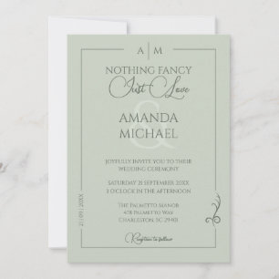 Invitation Moderne minimaliste Sage Vert Mariage monochrome