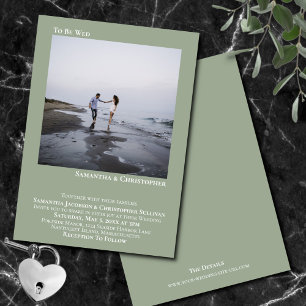 Invitation Moderne minimaliste Sage Vert Simple Photo Mariage