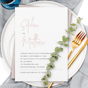 Invitation Moderne Minimaliste Script Rose Poussiéreuse Mar