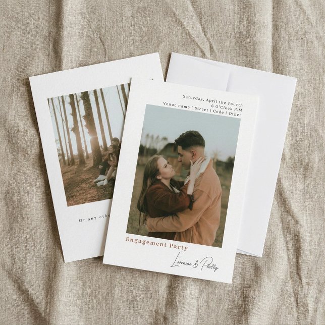Invitation Moderne minimaliste simple Mariage 2 photos (Modern Minimalist Simple 2-Photo Wedding Invitation.)