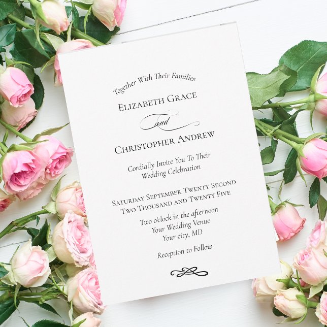 Invitation Moderne minimaliste simple Mariage noir blanc (Créateur téléchargé)