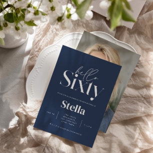 Invitation Moderne minimaliste simple marine bleu 60e anniver