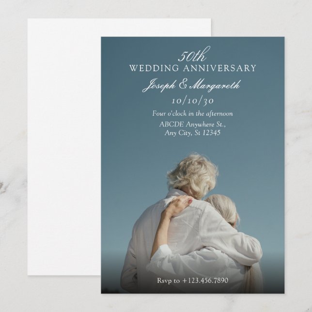 Invitation Moderne minimaliste simple photo mariage anniversa (Devant / Derrière)