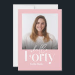 Invitation Moderne minimaliste simple rose girly 40e annivers<br><div class="desc">Typographie minimaliste moderne simple photo girly rose et blanc 40ème anniversaire invitation. Une collection contemporaine.</div>