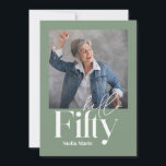 Invitation Moderne minimaliste simple sauge vert 50e annivers<br><div class="desc">Typographie minimaliste moderne simple photo sauge vert et blanc 50e anniversaire invitation. Une collection contemporaine.</div>