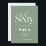 Invitation Moderne minimaliste simple sauge vert 60e annivers<br><div class="desc">Typographie minimaliste moderne simple photo sauge vert et blanc 60e anniversaire invitation. Une collection contemporaine.</div>