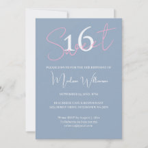 Moderne Minimaliste Sweet 16 Rose Bleu Anniversair