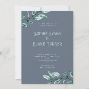 Invitation Moderne minimaliste vert Mariage gris