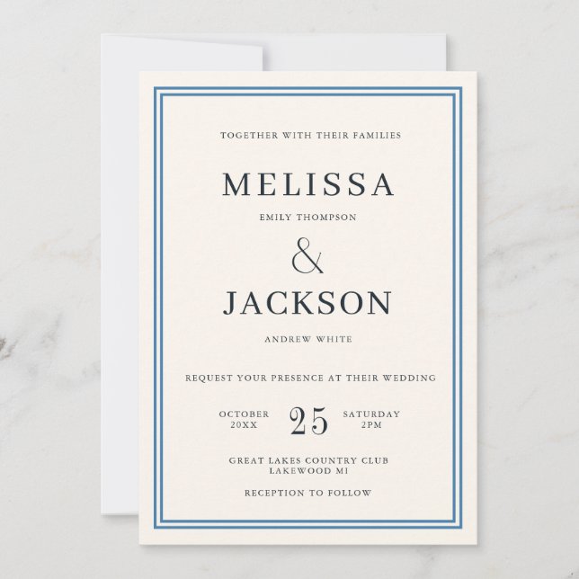 Invitation Moderne minimalsit Élégant Mariage classique (Devant)