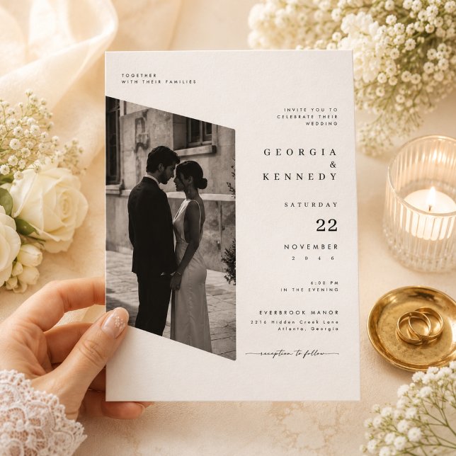 Invitation Moderne modèle d'invitation de mariage photo géomé (Créateur téléchargé)