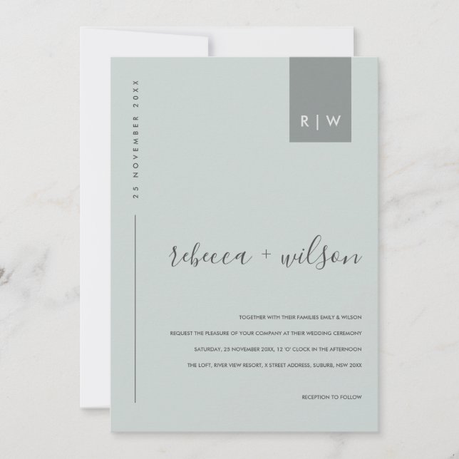 INVITATION MODERNE MODERNE MODERNE MODERNE BLEU GRAY TYPOGRAP (Devant)