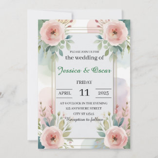 Invitation Moderne Moelleux Pastel Aquarelle Mariage