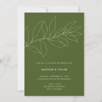 Moderne Moss Green Botanical Floral Mariage