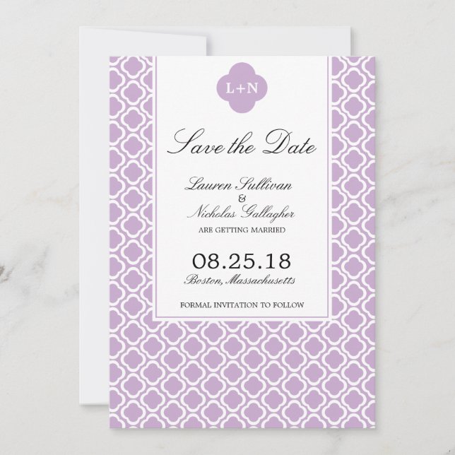 Invitation Moderne Motif Marocain Enregistrer la Date (Devant)