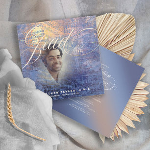 Invitation Moderne Musique Grad Photo Blue ID899