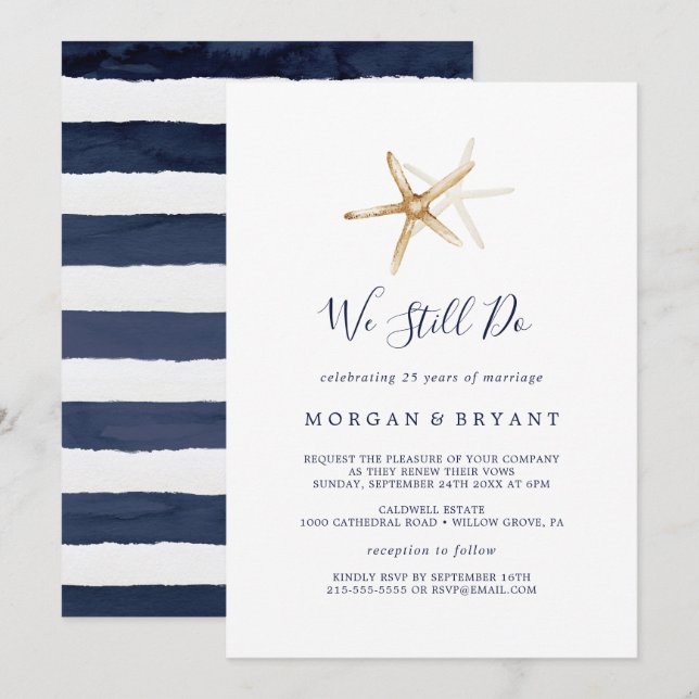 Invitation Moderne Nautilus | Étoile de mer Nous nous engageo (Devant / Derrière)