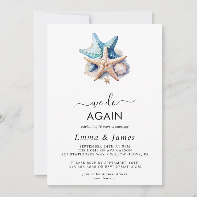 Invitation Moderne Nautique | Étoile de mer "Nous le faisons  (Devant)