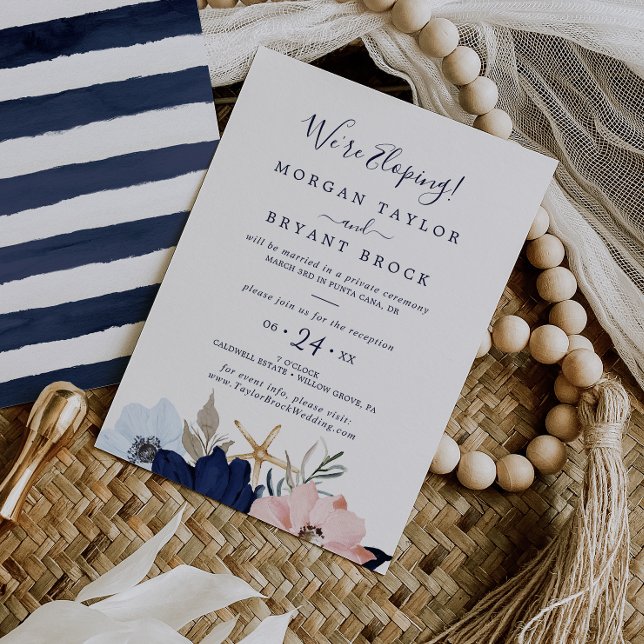 Invitation Moderne Nautique | Réception de Fiançailles Floral (Créateur téléchargé)