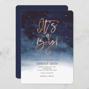 Invitation Moderne, Navy Blue, Baby Boy Show