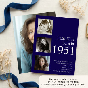 Invitation Moderne Né en 1951 Photo 75e Anniversaire