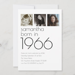 Invitation Moderne Né en 1966 4 Photos 60e anniversaire
