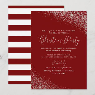 Invitation Moderne Noël blanc rouge festif