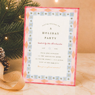Invitation Moderne Noël Rétro Coloré Férié