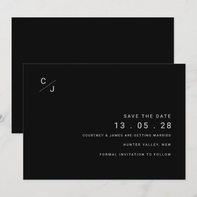 Invitation moderne noir et blanc pour annoncer la  (Devant / Derrière)