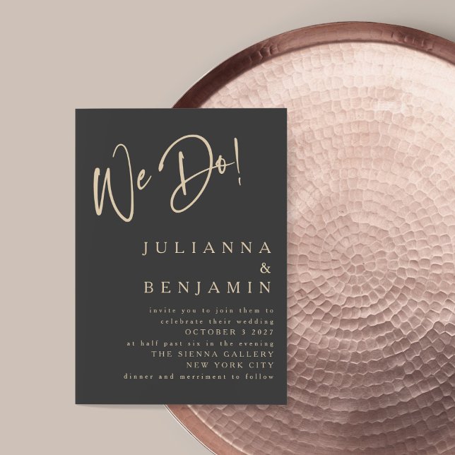 Invitation Moderne Nous Faisons Elegant Ardoise Noir Beige Ma (Créateur téléchargé)