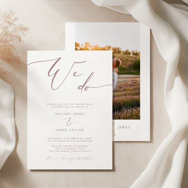 Invitation Moderne Nous faisons rose or Calligraphie Mariage (Créateur téléchargé)